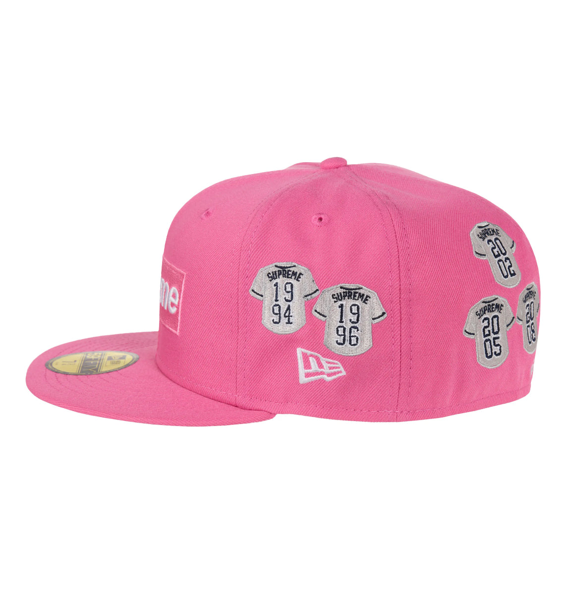 Supreme Jerseys Box Logo New Era Fitted Hat Pink