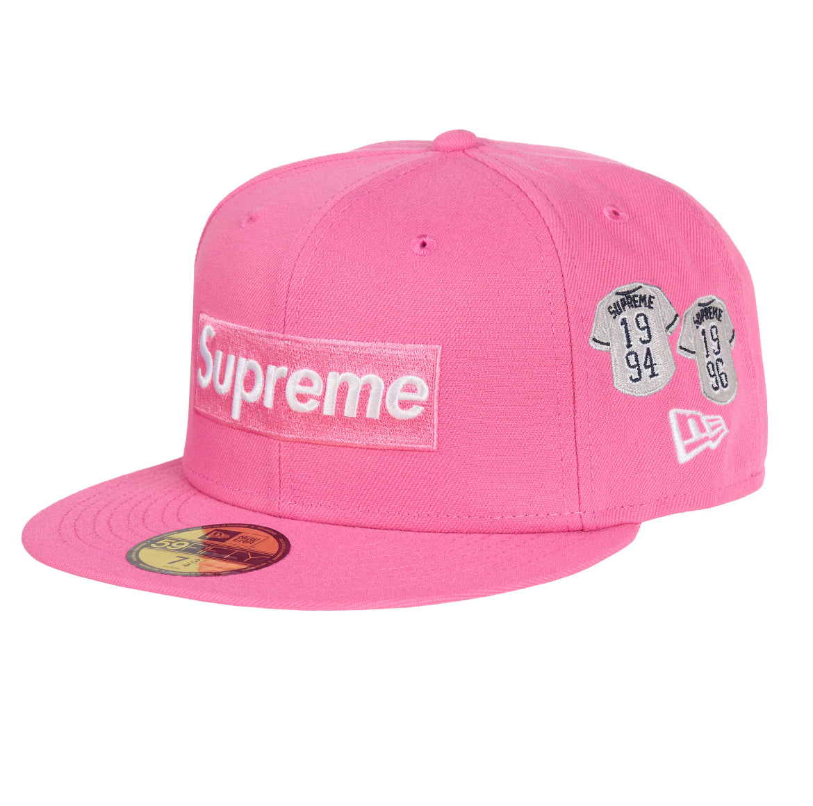 Supreme Jerseys Box Logo New Era Fitted Hat Pink