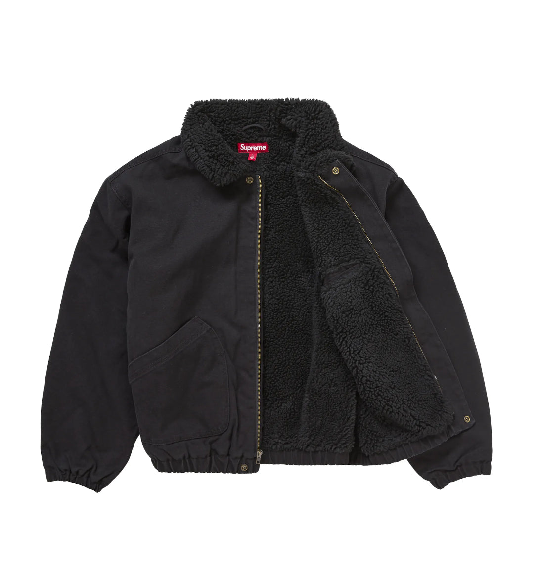 Supreme Faux Shearling Lined Bomber Jacket Black